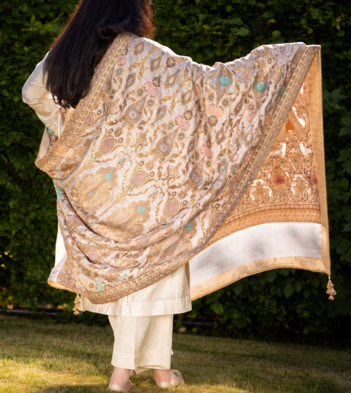 Zareen – Luxury Floral Zari Shawl image 0