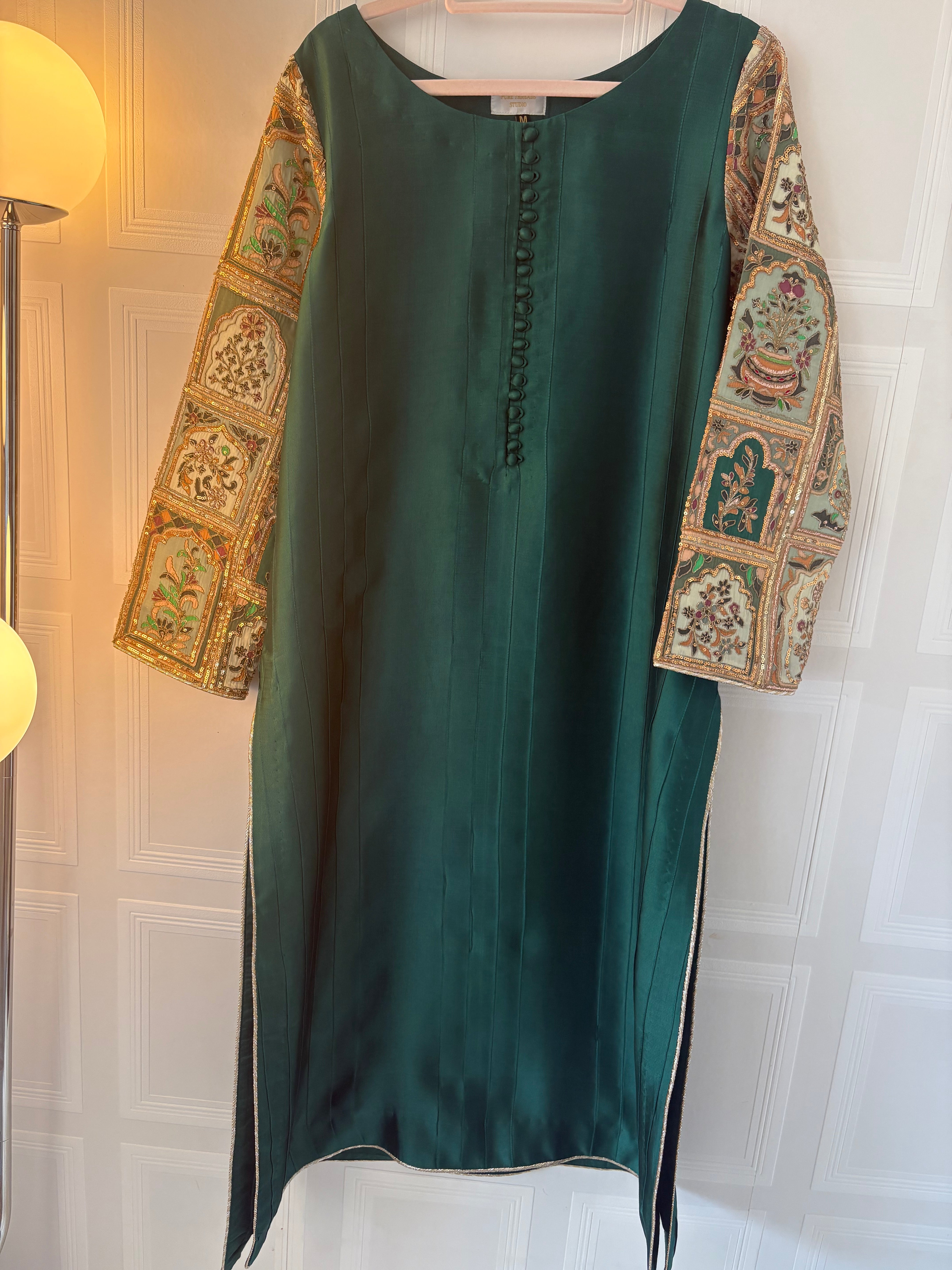 Emerald Green Pure Sheesha Slik Suit