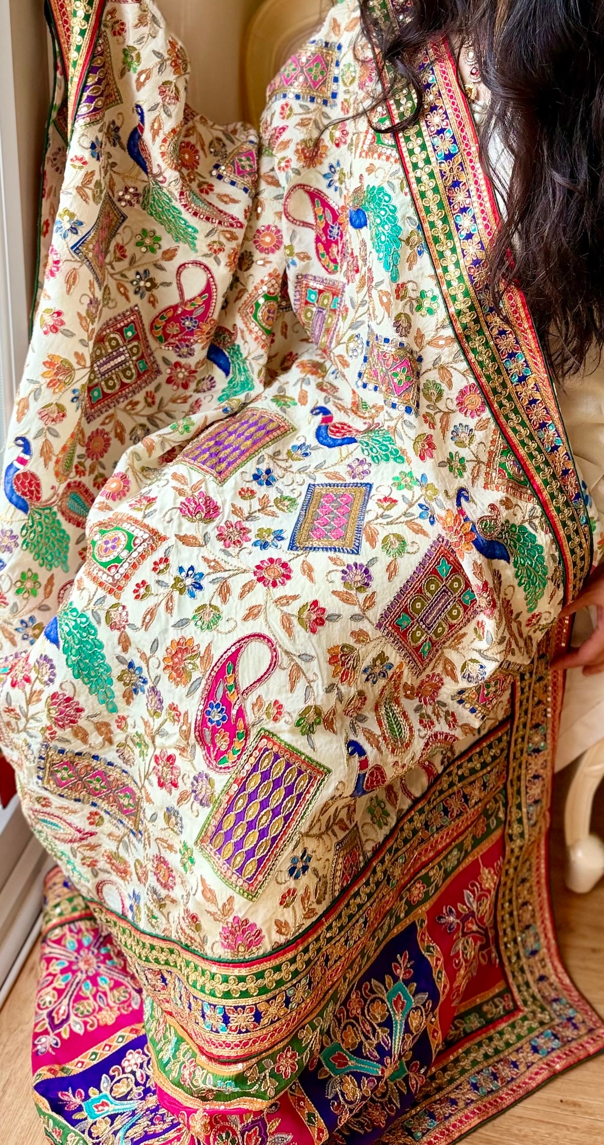 Mehr-e-Mor Luxury Embellished Silk Shawl