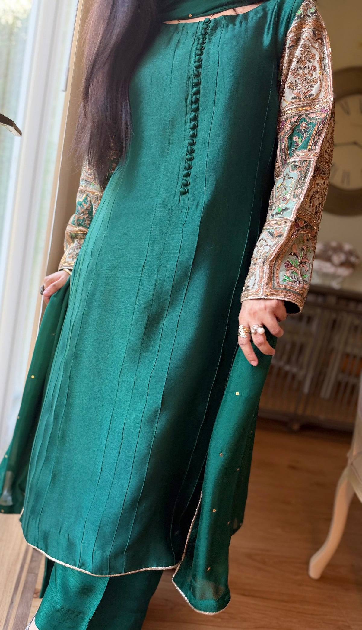Emerald Green Pure Sheesha Slik Suit