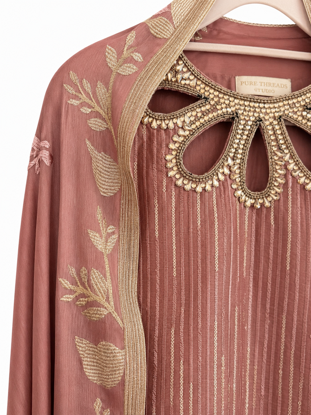 Gulnaar Blush Silk Embellished Pakistani Suit – 3 Piece Luxury Formal Outfit