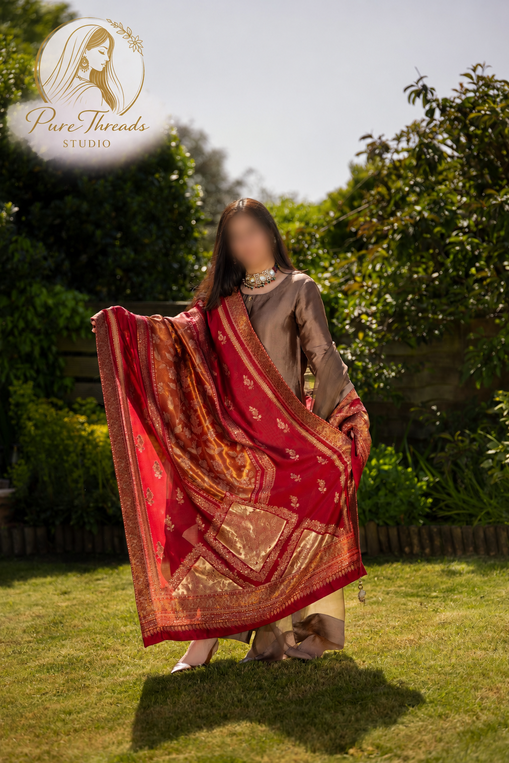 Medium Mehr-e-Bronze Silk Co-ord Set image 2