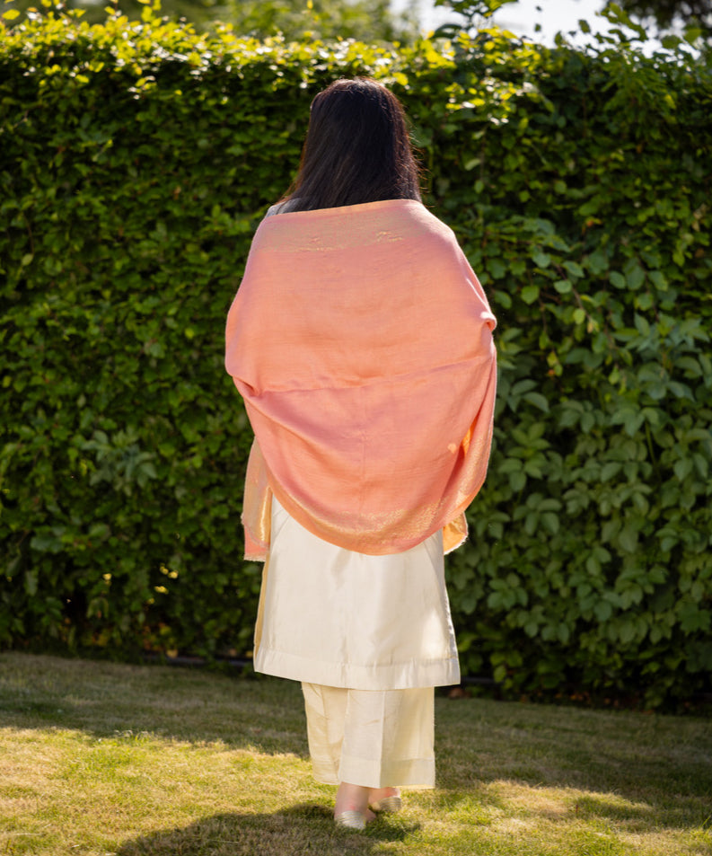 Gul-e-Peach Reversable Moonlight Stole image 1