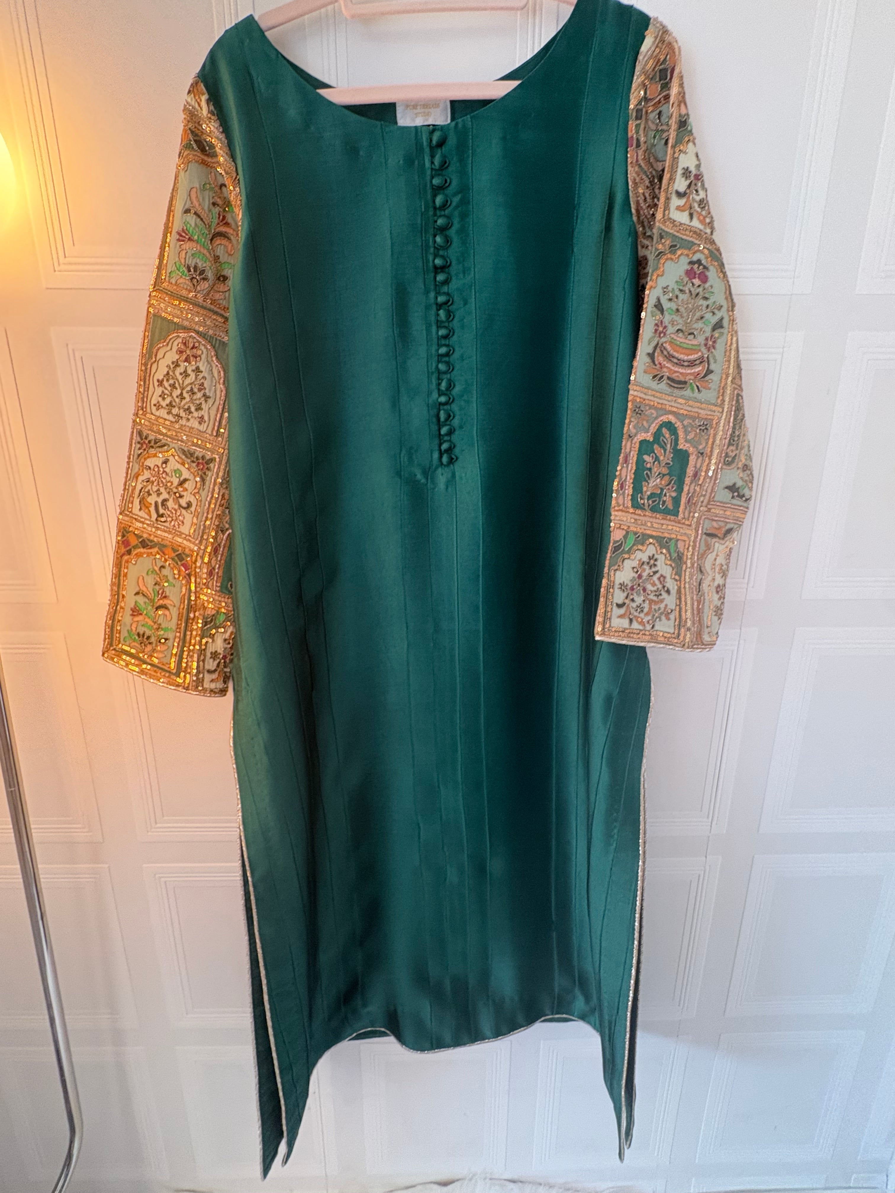 Emerald Green Pure Sheesha Slik Suit