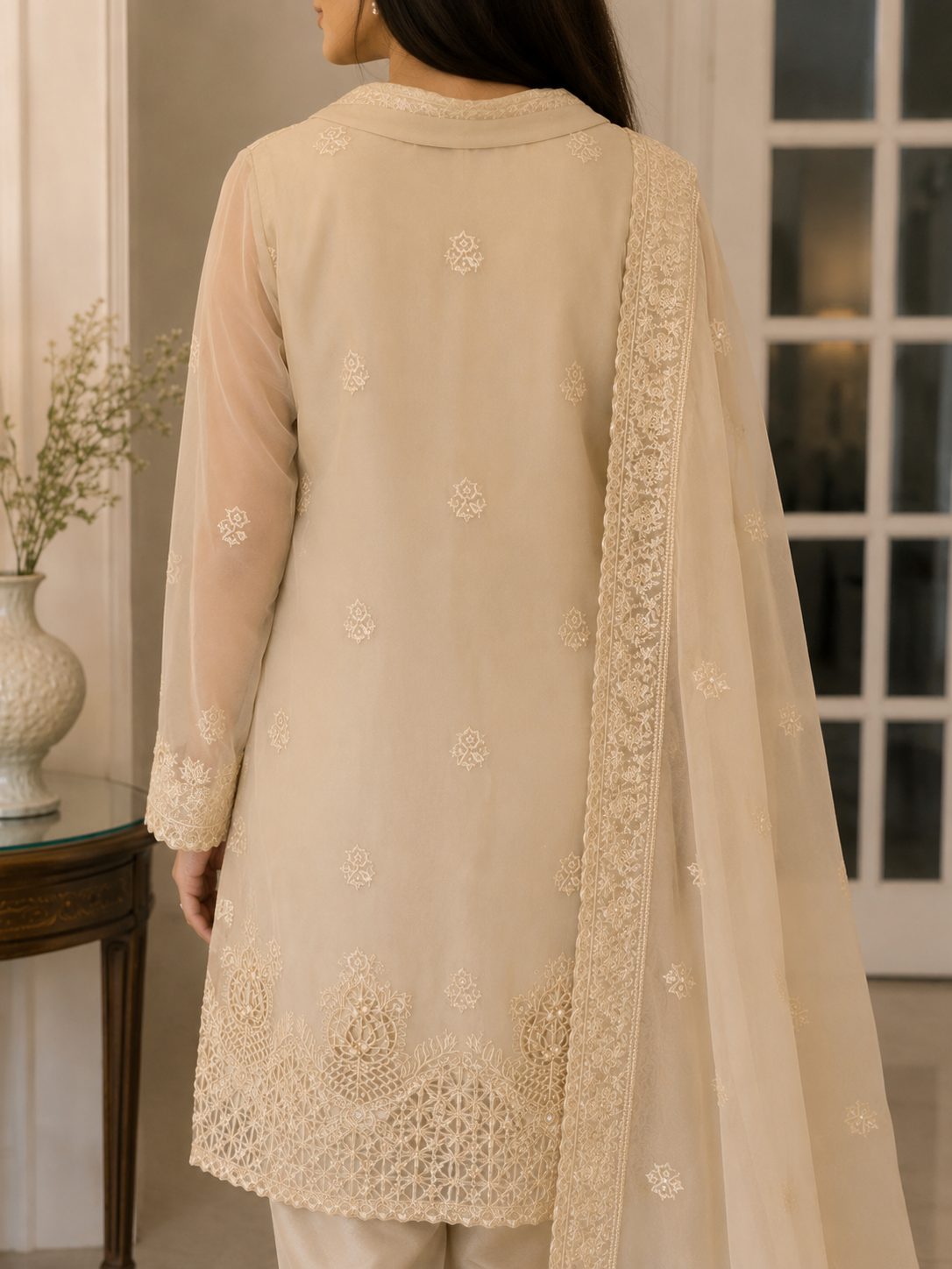 Noor-e-Ivory Embellished Chiffon Suit