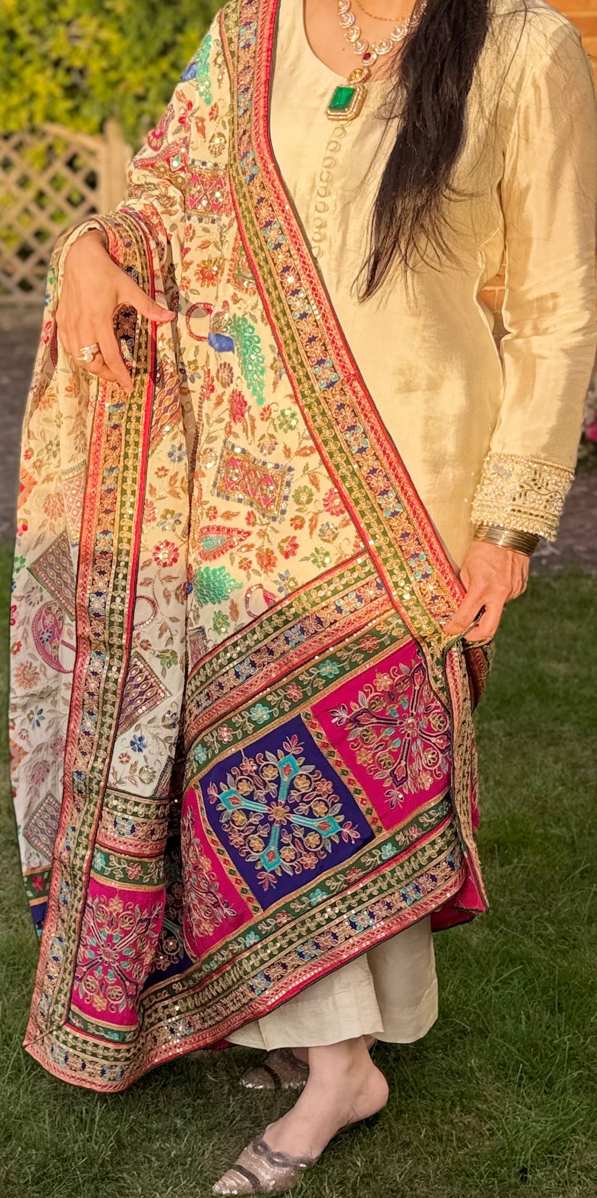 Mehr-e-Mor Luxury Embellished Silk Shawl