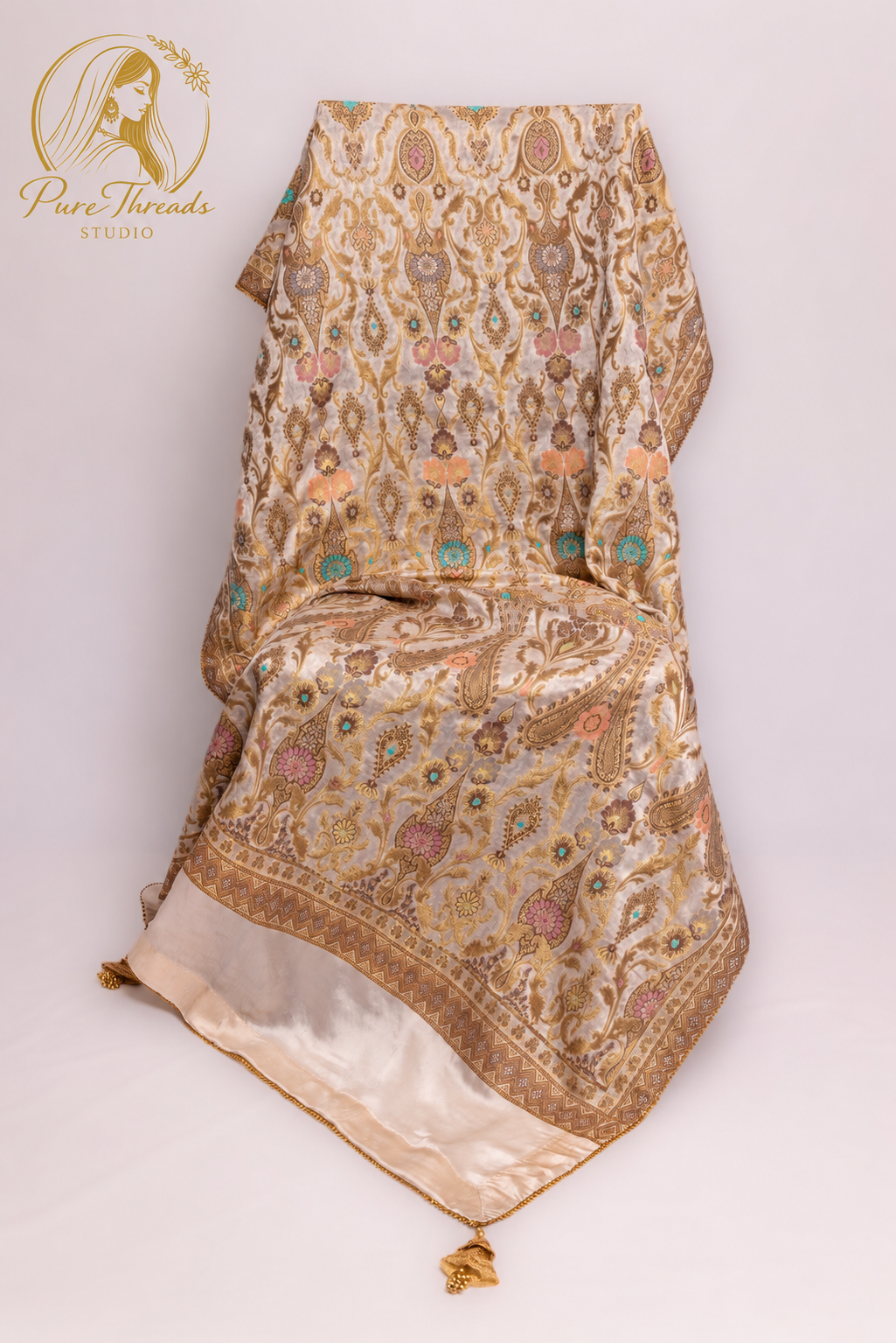 Zareen – Luxury Floral Zari Shawl image 2