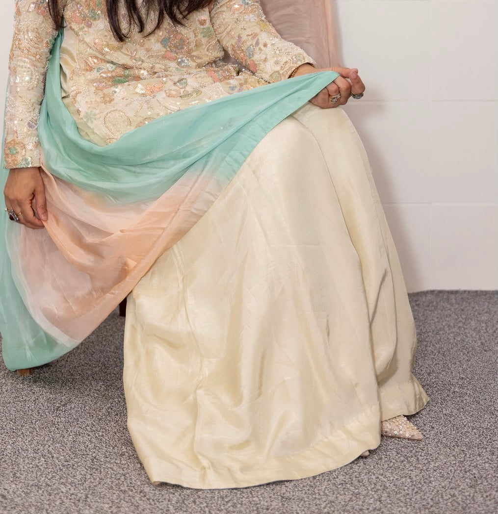 Noor-e-Pastel | Luxury Embroidered Formal Silk Suit