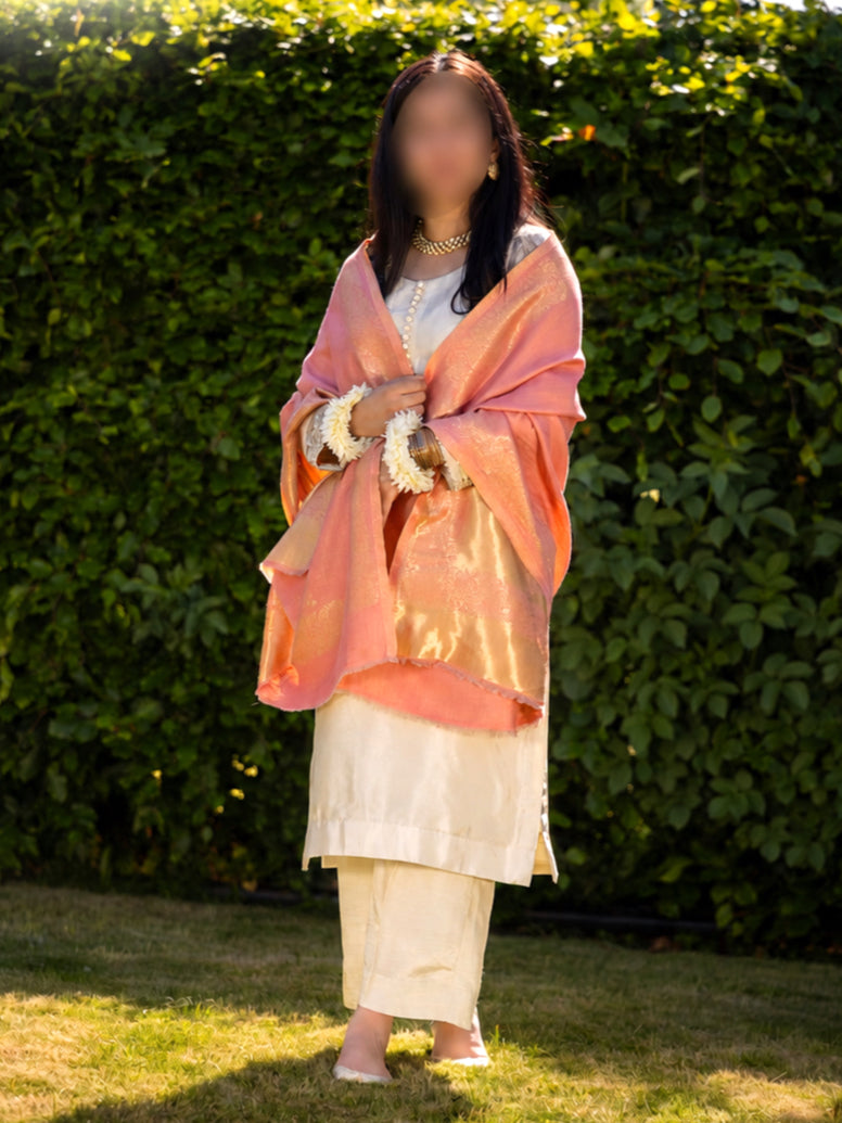 Gul-e-Peach Reversable Moonlight Stole image 0