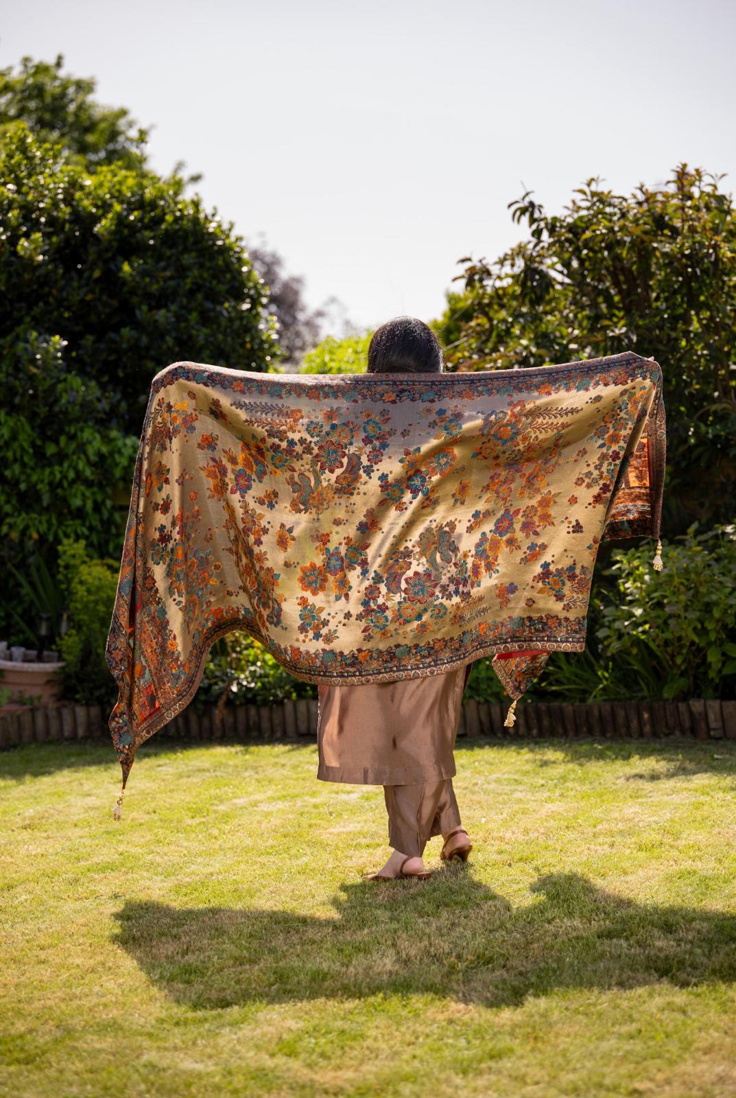 Rang-e-Gul Luxury Floral Moonlight Shawl
