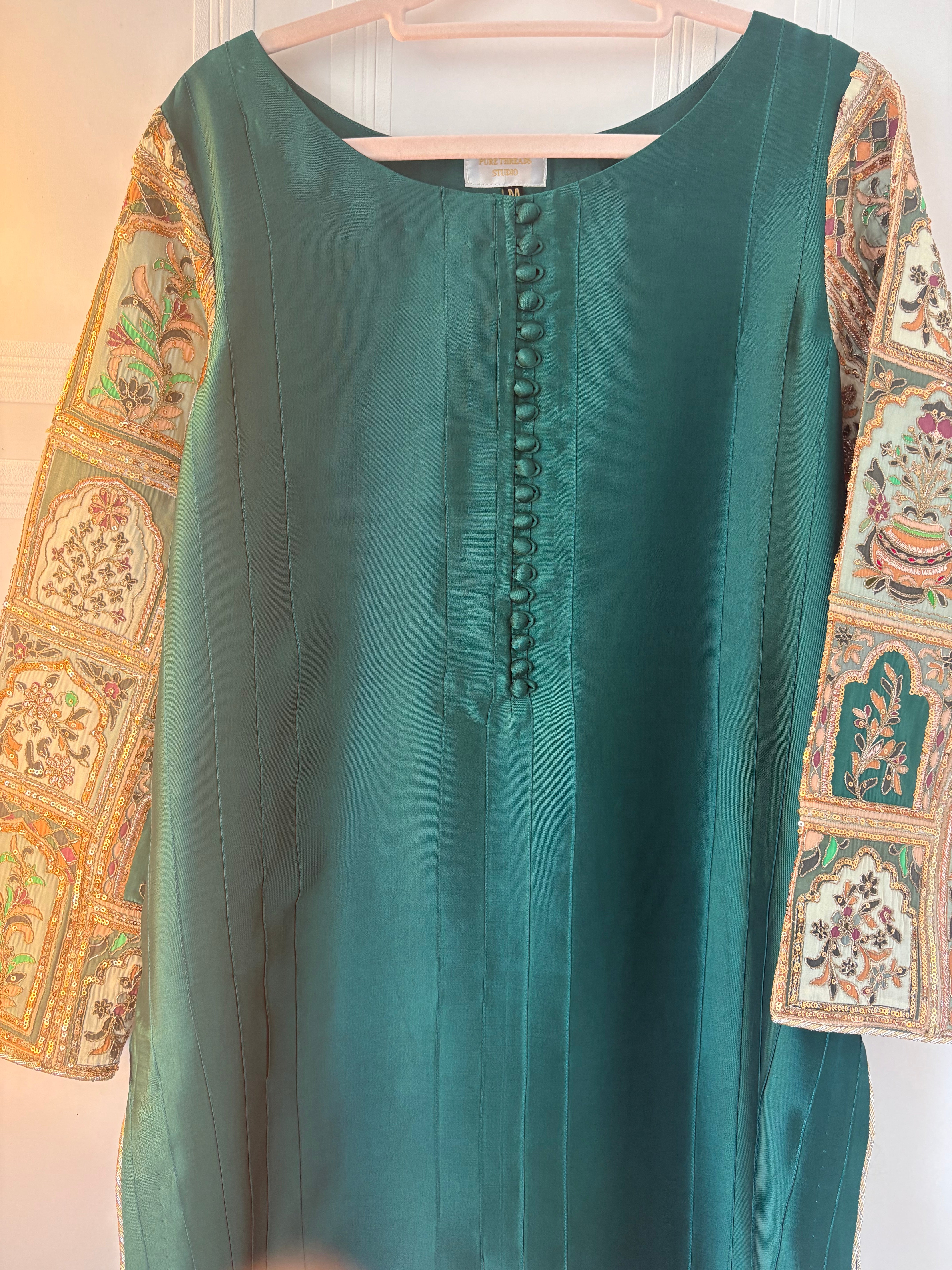 Emerald Green Pure Sheesha Slik Suit