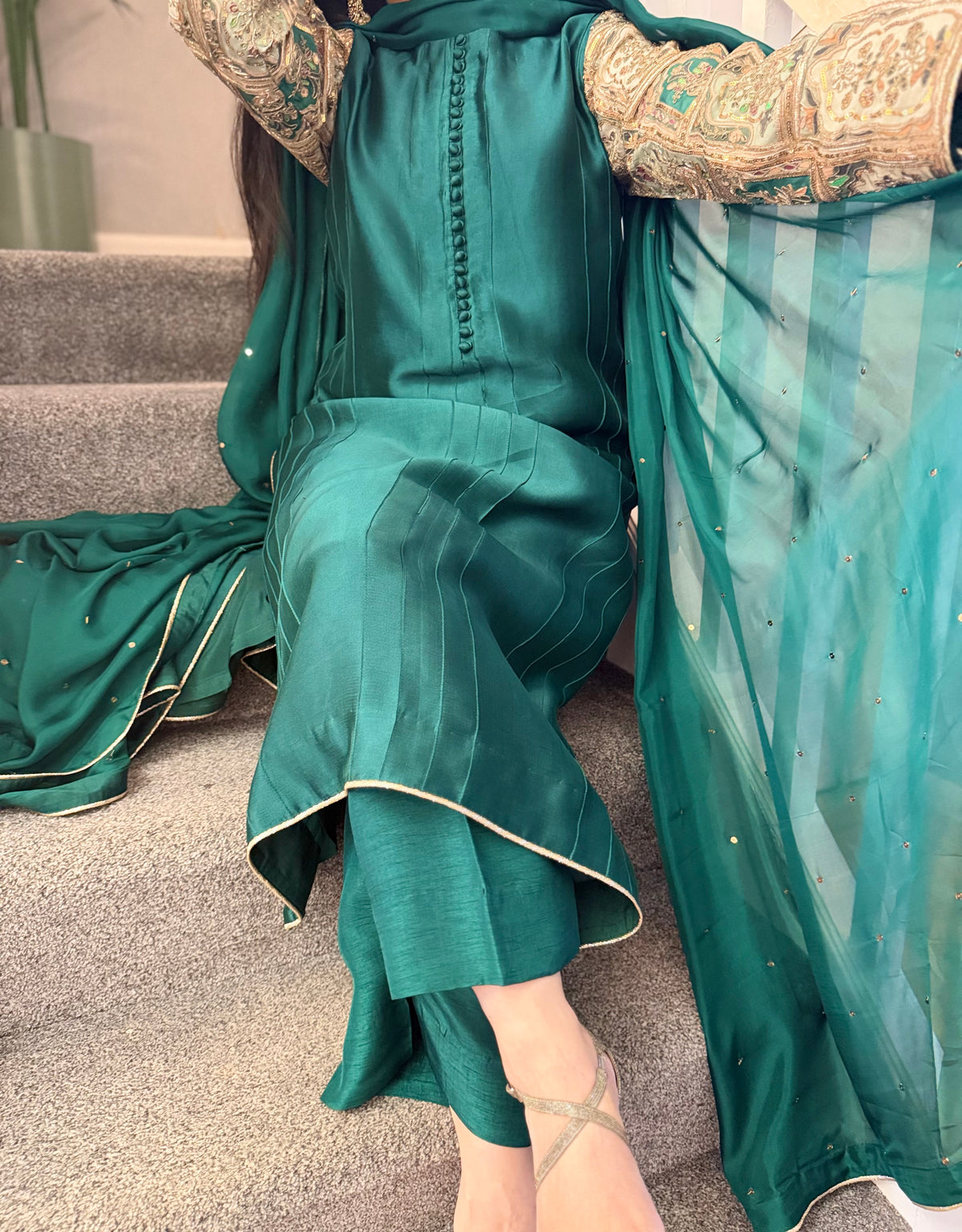 Emerald Green Pure Sheesha Slik Suit