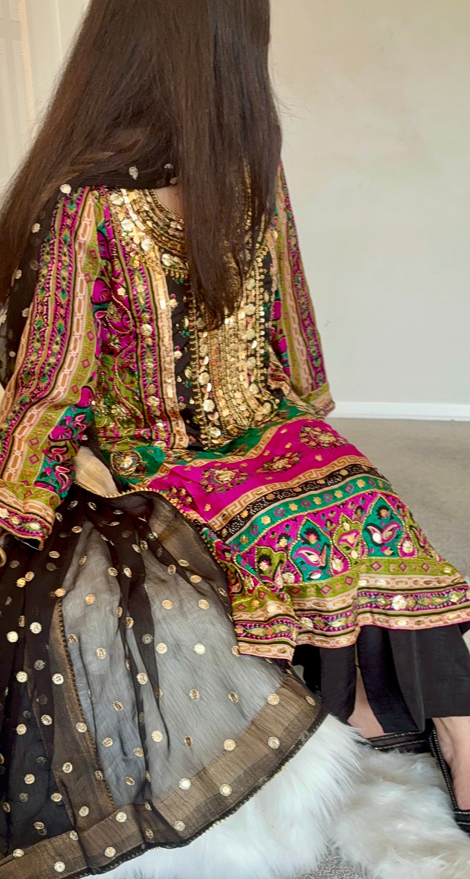 Black Luxury Embellished Silk Suit