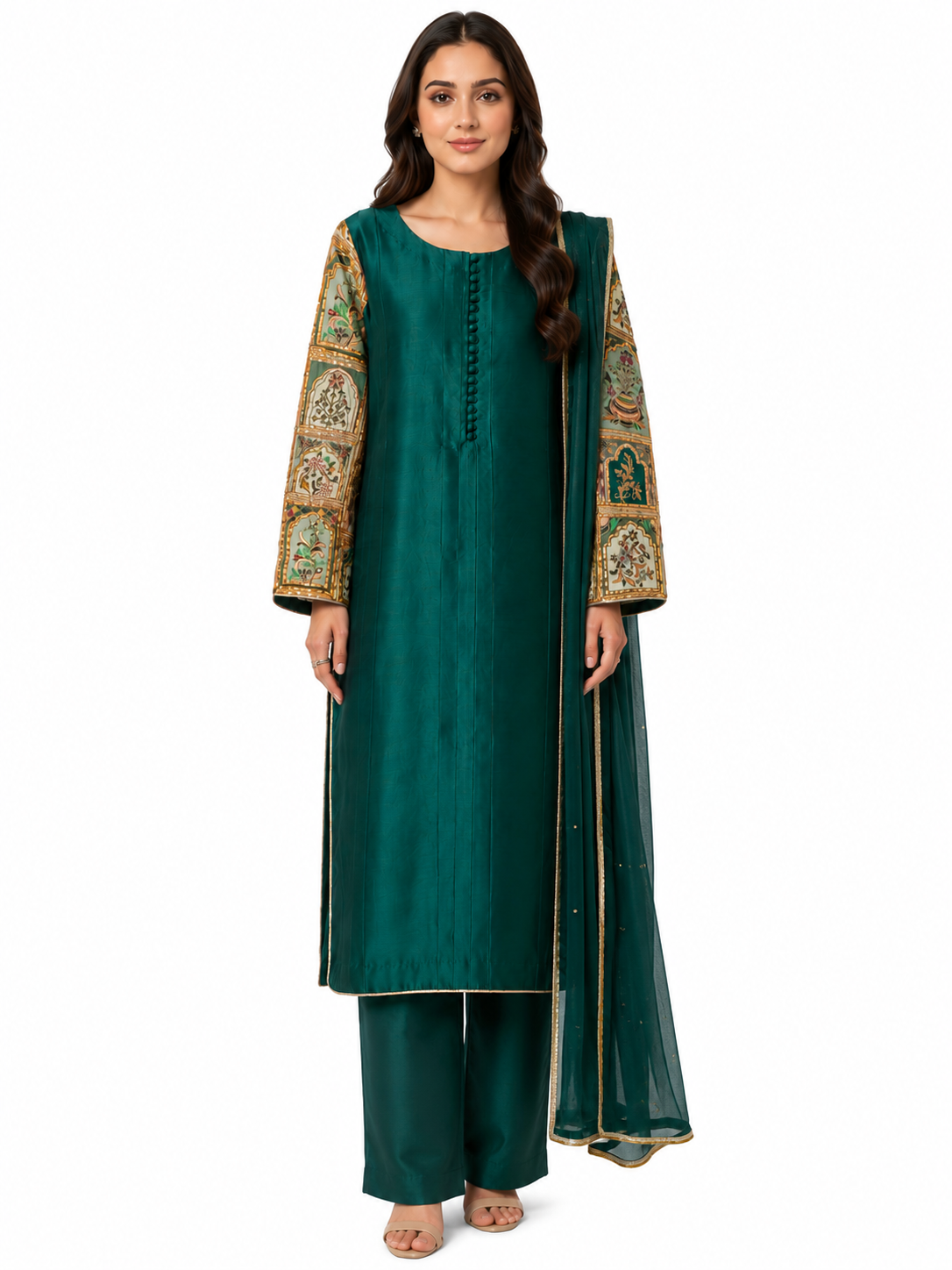 Emerald Green Pure Sheesha Slik Suit
