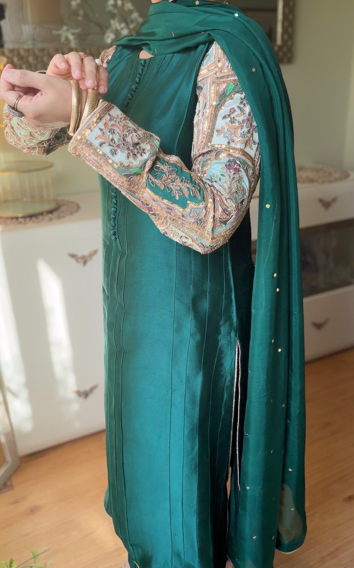Emerald Green Pure Sheesha Slik Suit