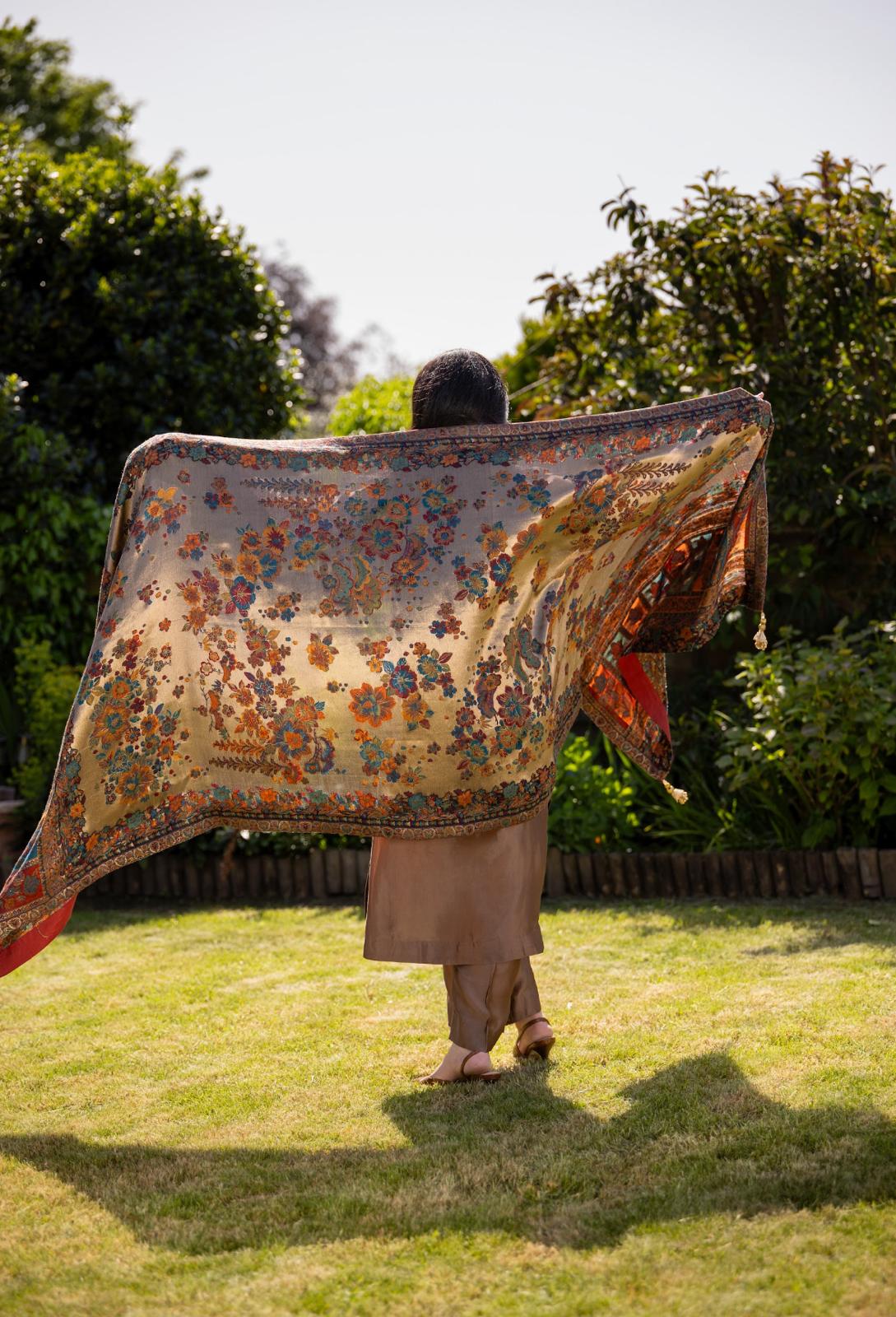 Rang-e-Gul Luxury Floral Moonlight Shawl