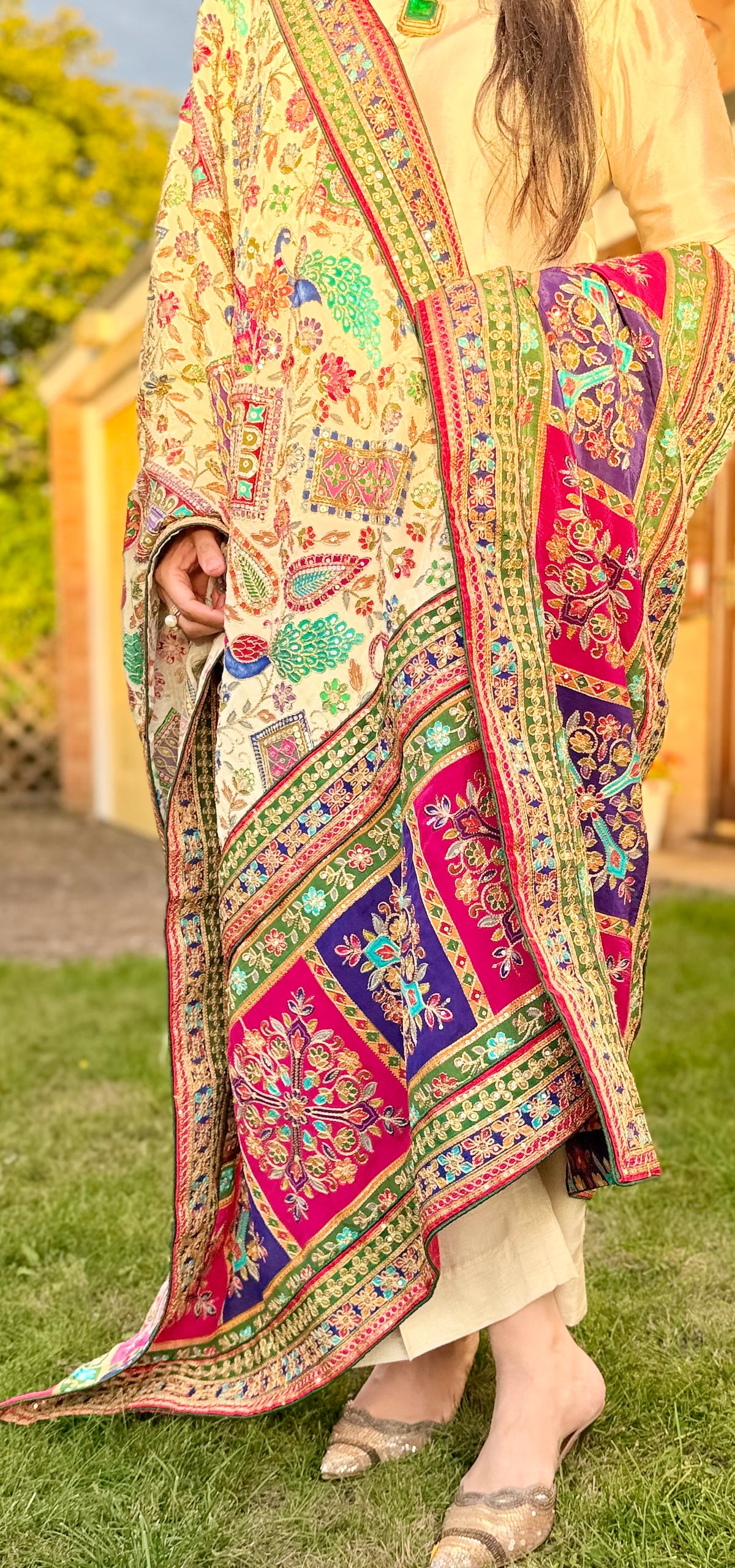 Mehr-e-Mor Luxury Embellished Silk Shawl