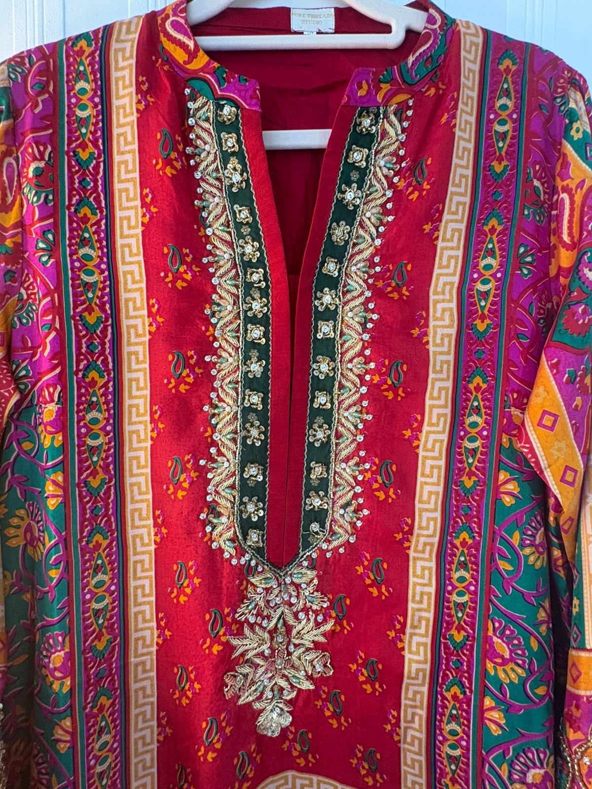 Zarmina Rouge Embroidered Suit