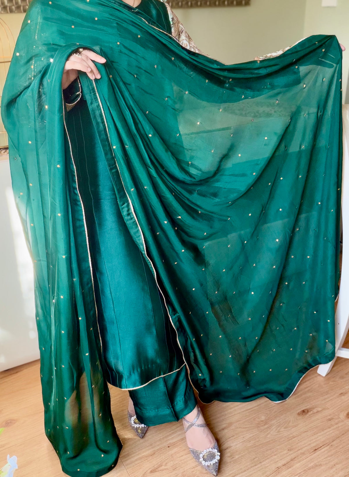 Emerald Green Pure Sheesha Slik Suit