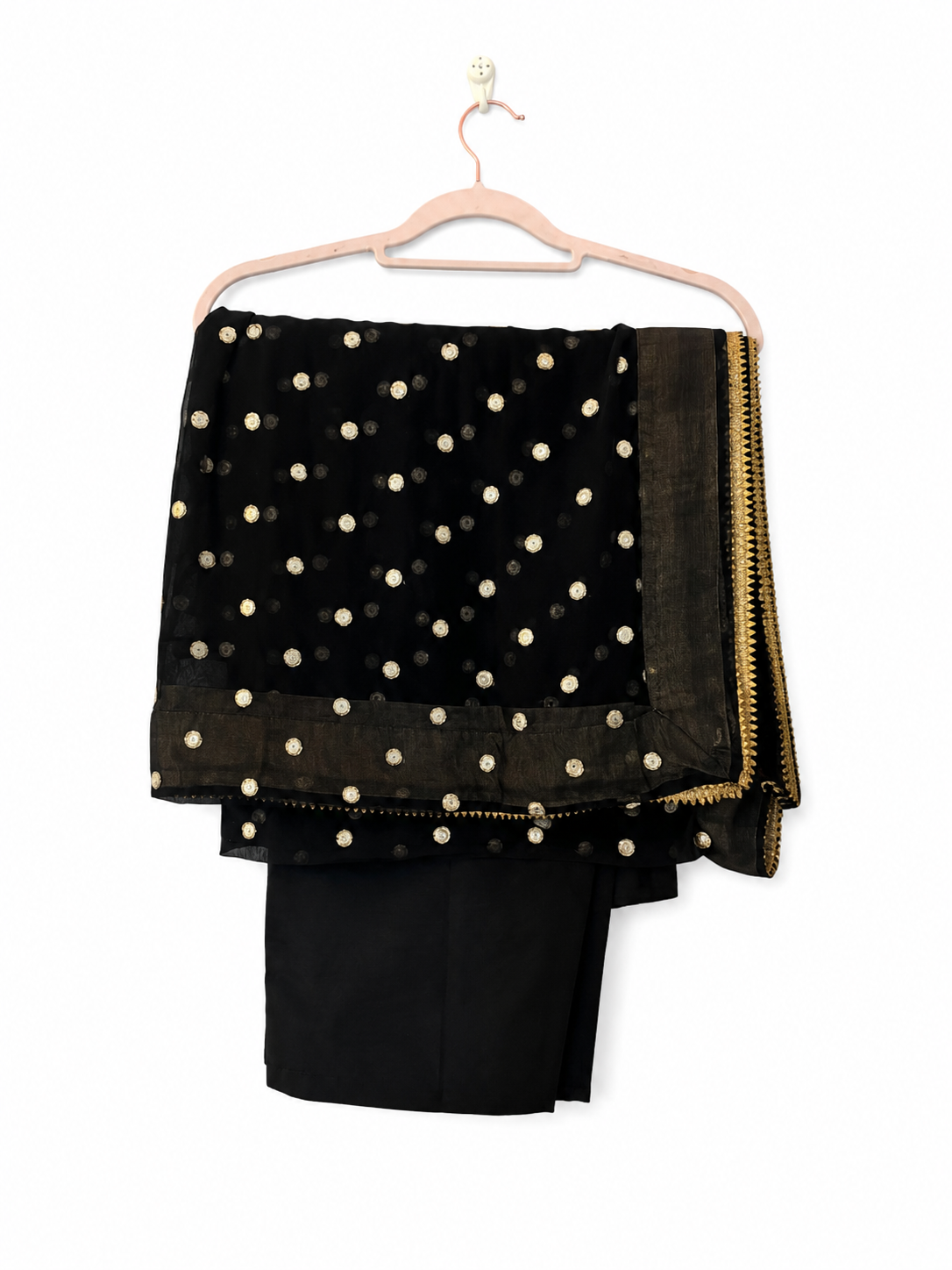 Black Luxury Embellished Silk Suit
