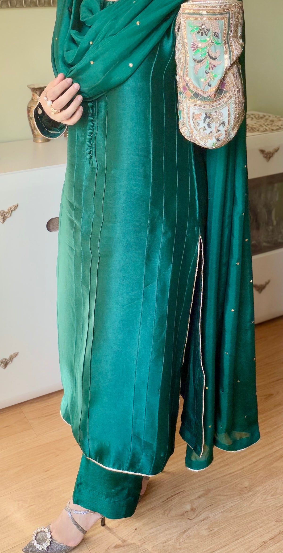 Emerald Green Pure Sheesha Slik Suit