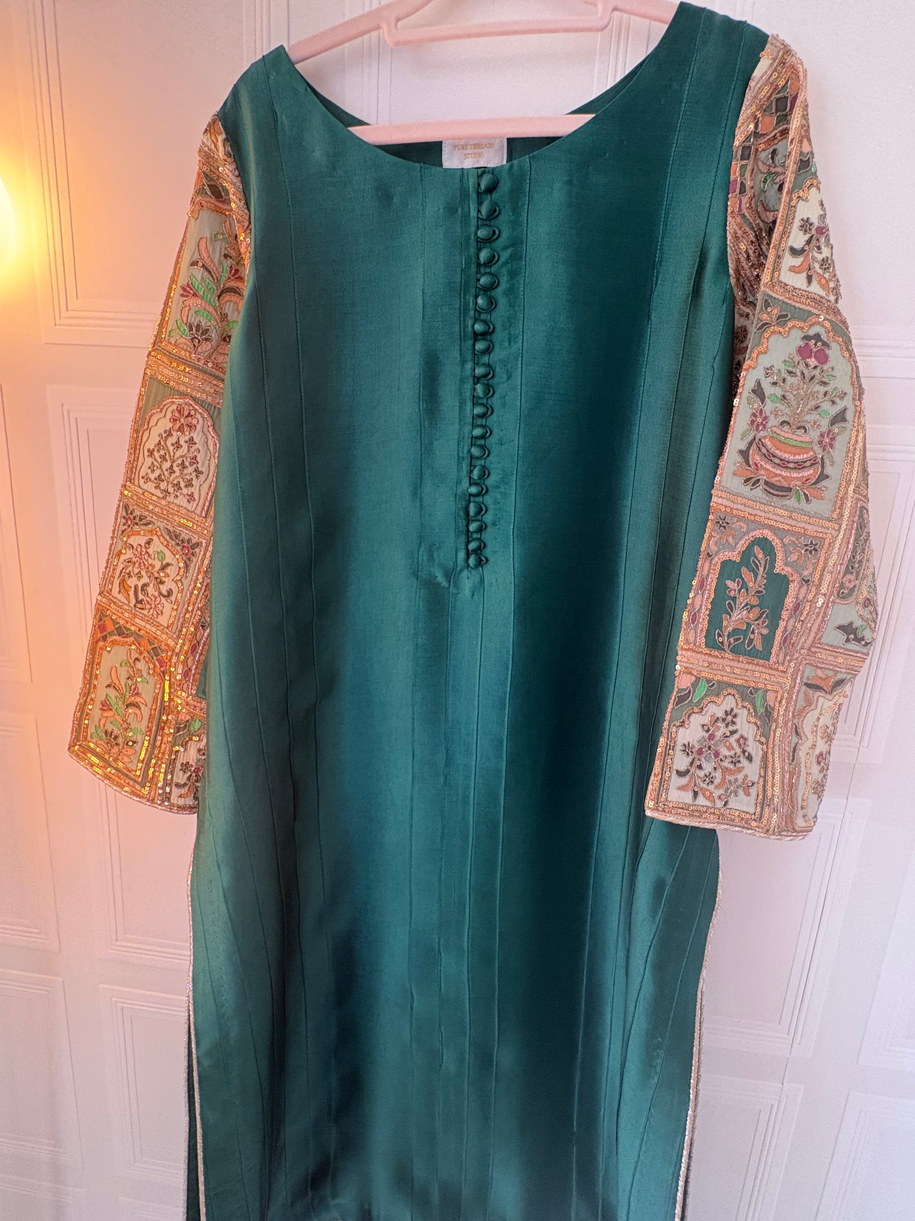 Emerald Green Pure Sheesha Slik Suit