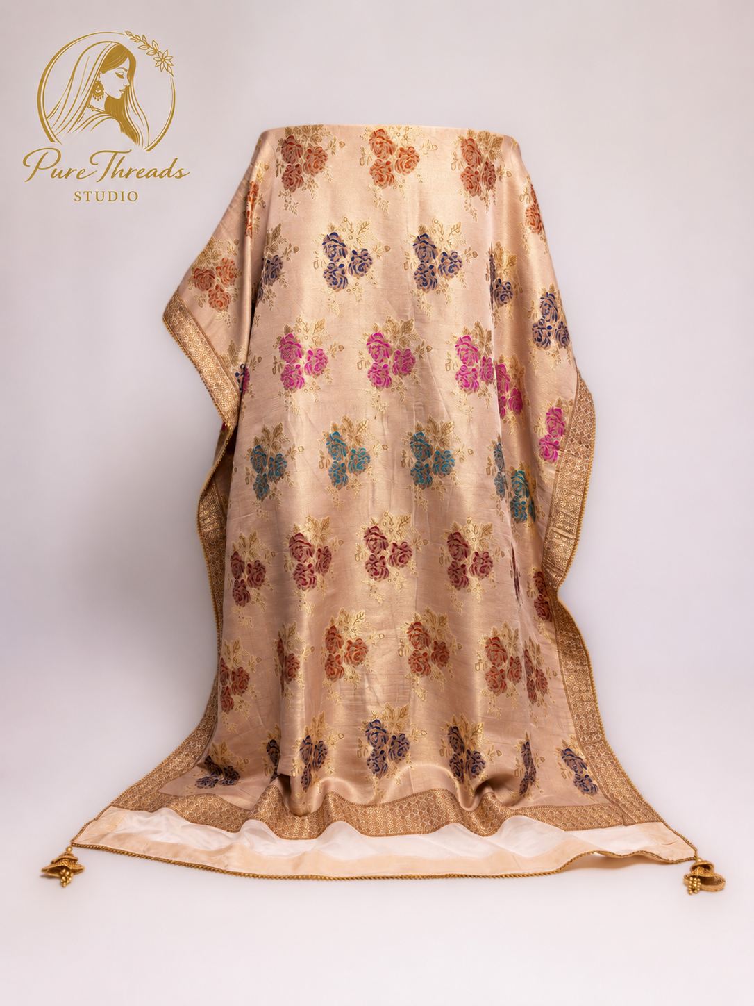 Mehr-e-Zareen – Luxury Floral Zari Shawl image 2