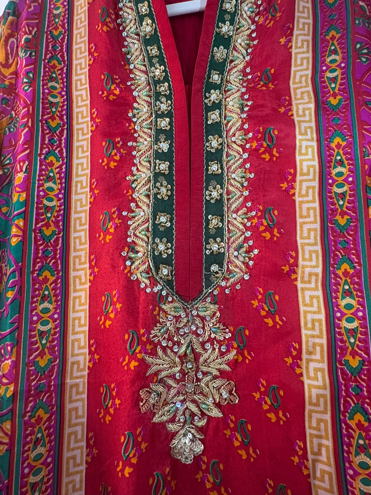 Zarmina Rouge Embroidered Suit