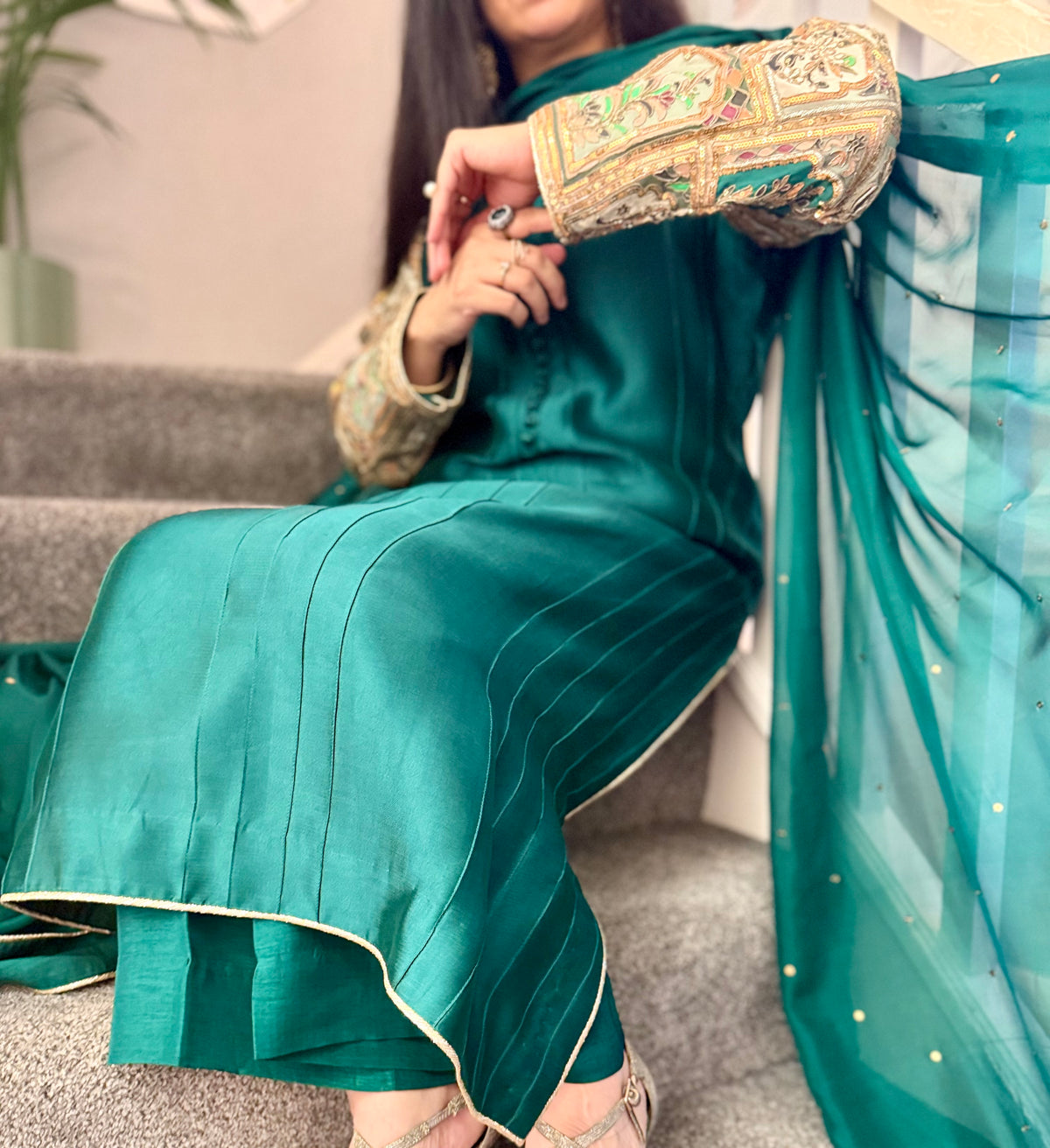 Emerald Green Pure Sheesha Slik Suit