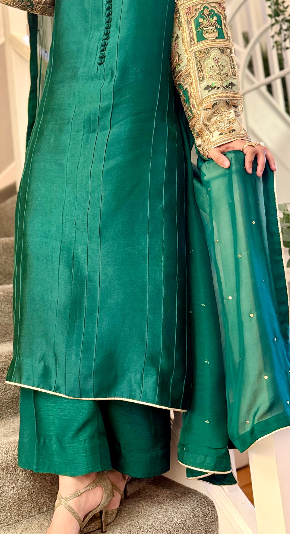 Emerald Green Pure Sheesha Slik Suit