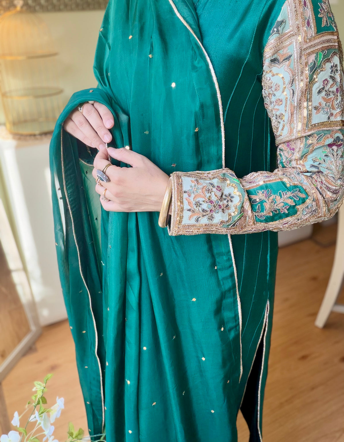 Emerald Green Pure Sheesha Slik Suit