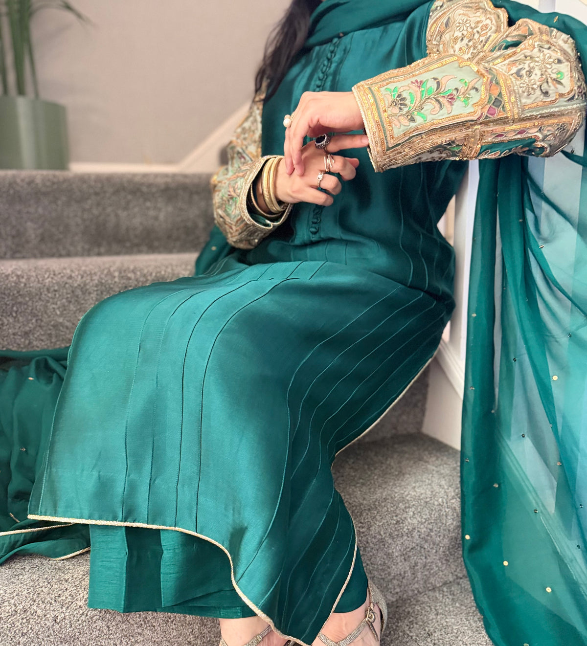 Emerald Green Pure Sheesha Slik Suit