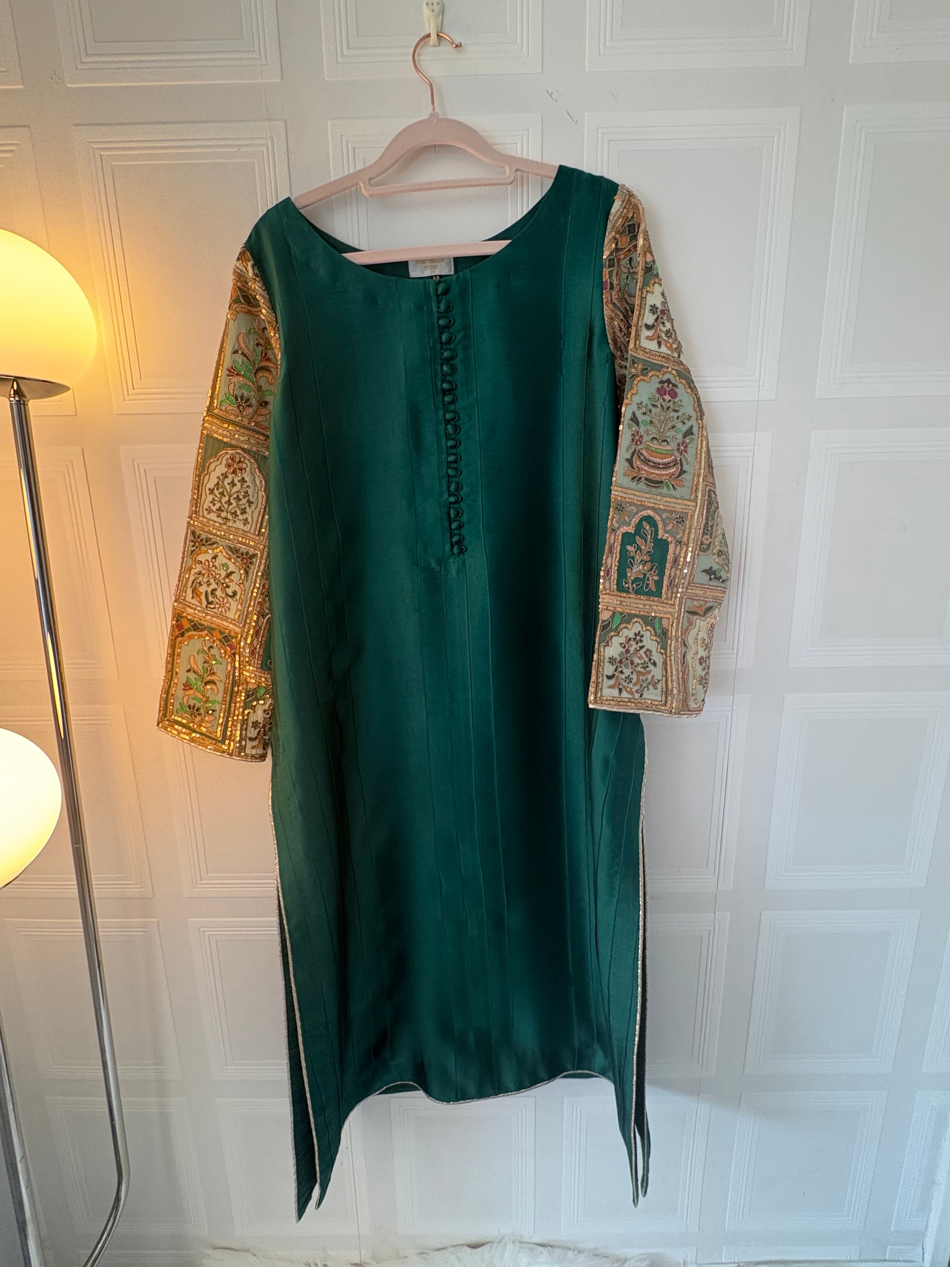 Emerald Green Pure Sheesha Slik Suit
