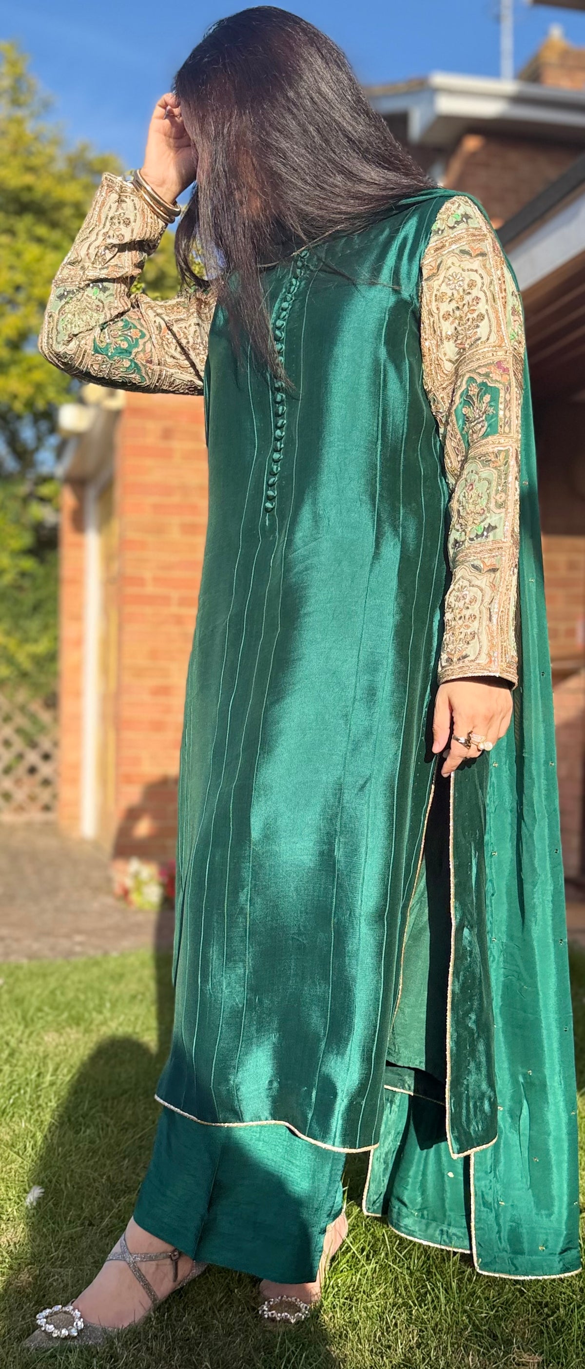 Emerald Green Pure Sheesha Slik Suit