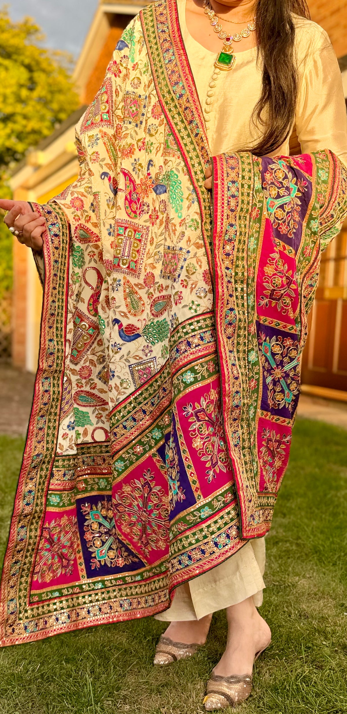 Mehr-e-Mor Luxury Embellished Silk Shawl
