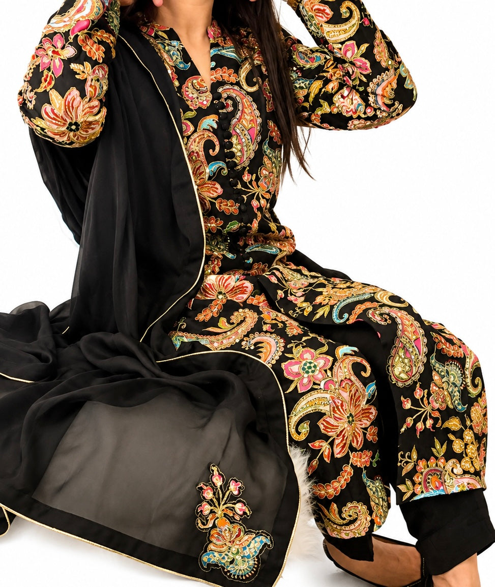 Black Premium Silk Suit