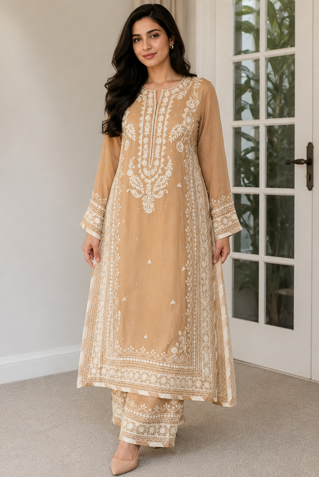 Luxury Pure Russian Silk Embroidered Suit