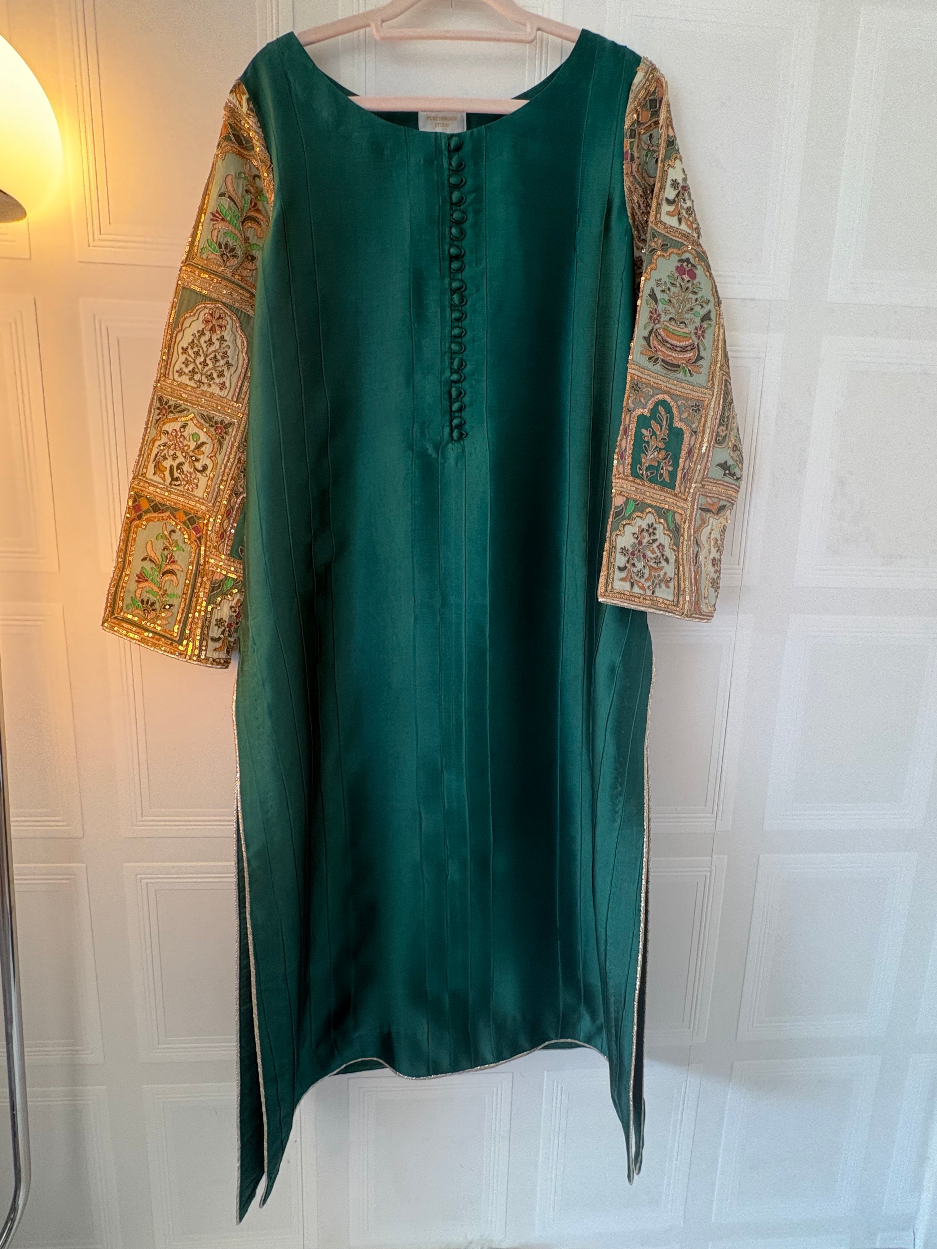 Emerald Green Pure Sheesha Slik Suit