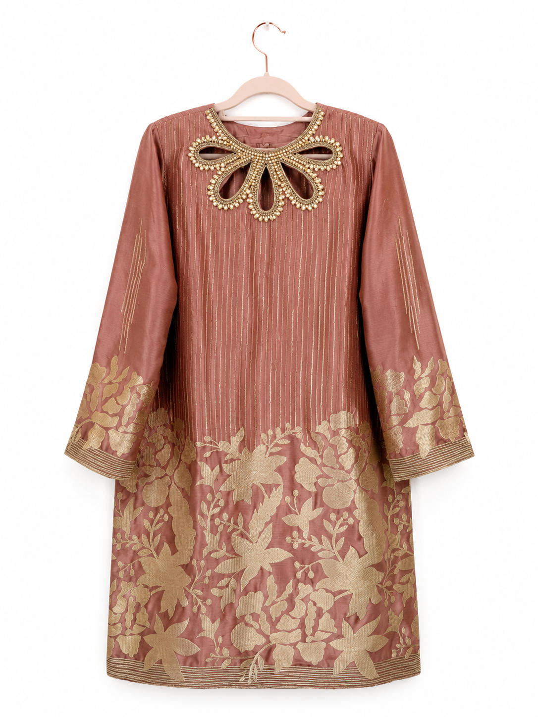 Gulnaar Blush Silk Embellished Pakistani Suit – 3 Piece Luxury Formal Outfit