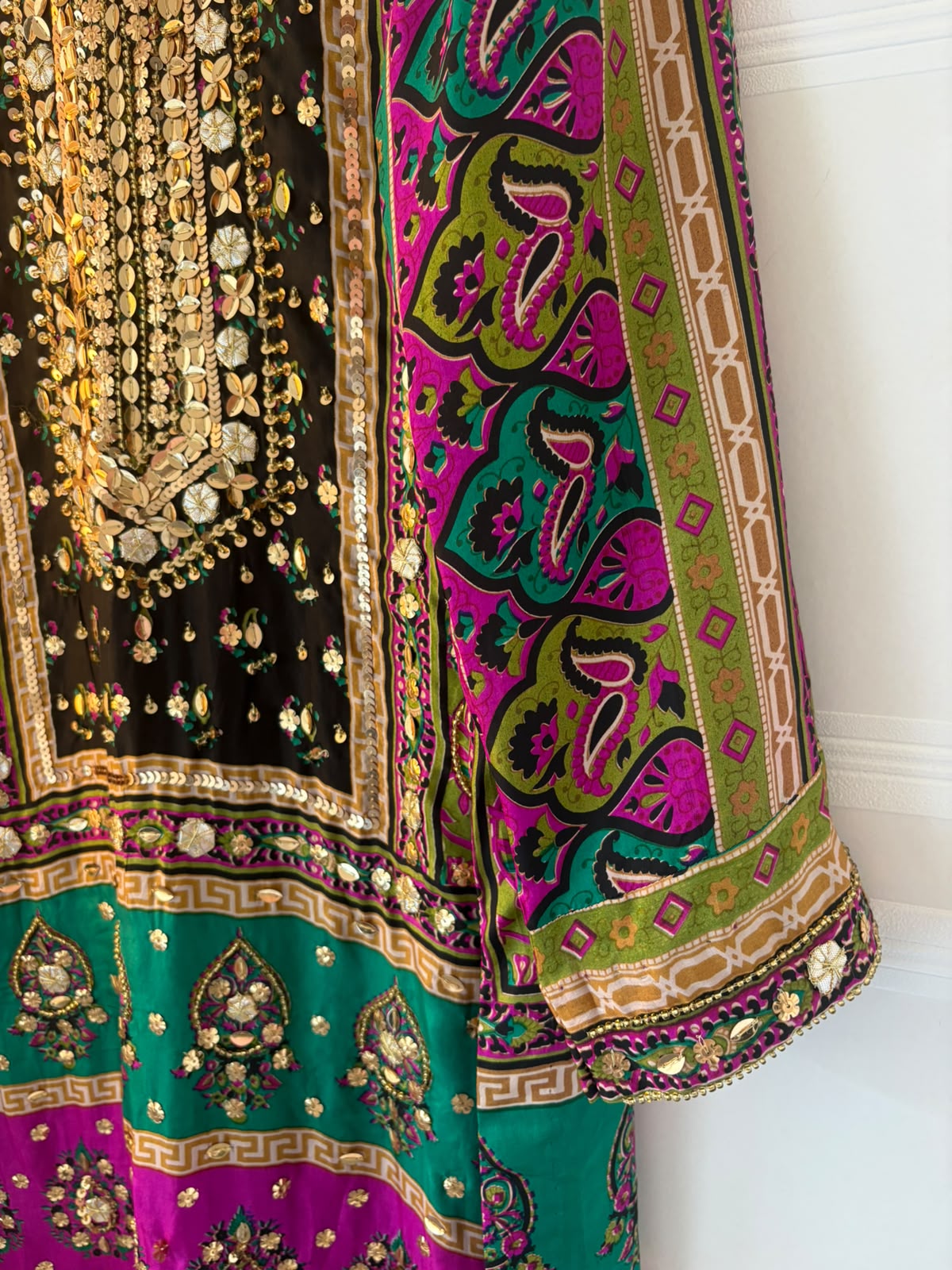 Black Luxury Embellished Silk Suit