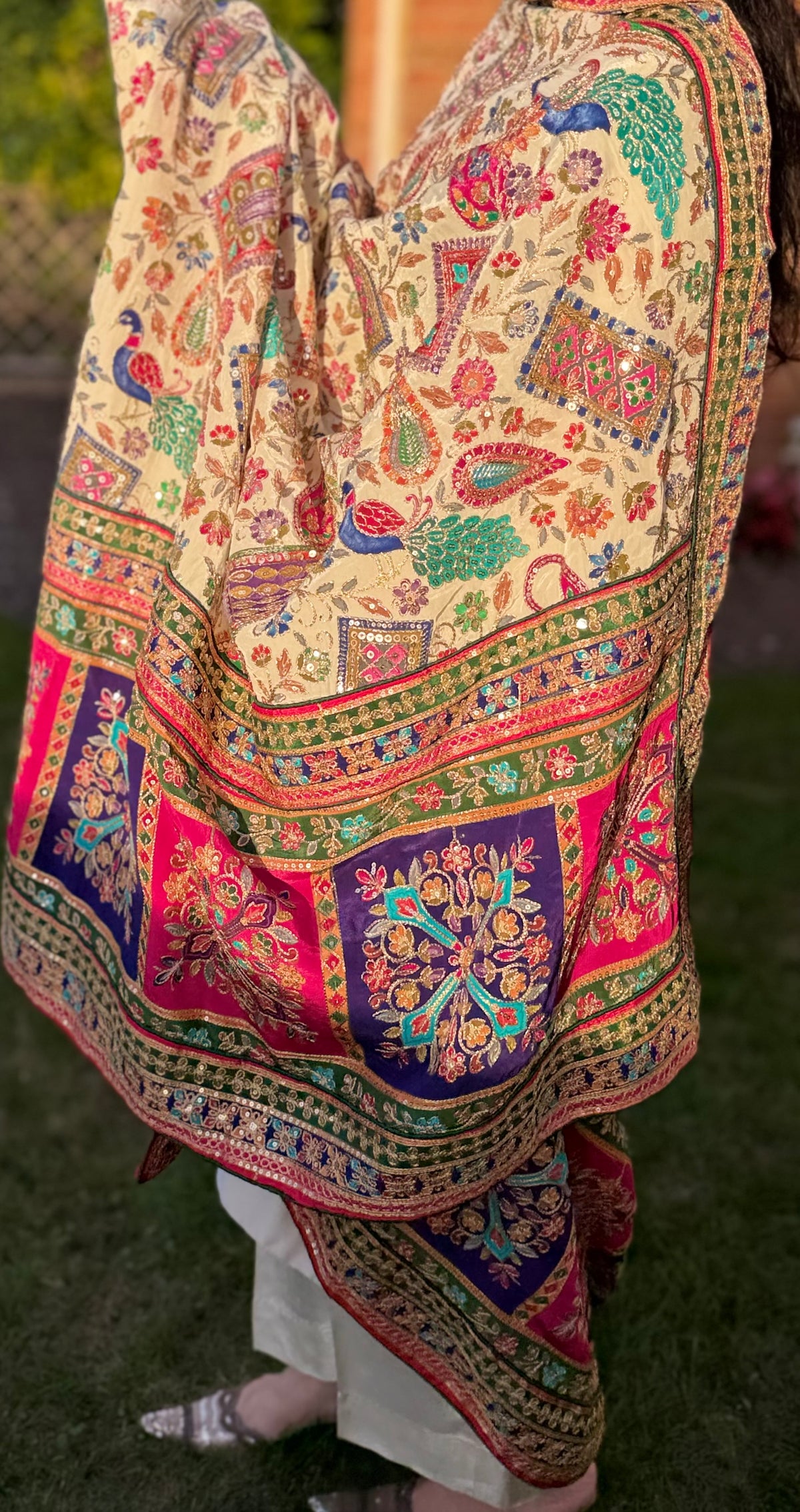 Mehr-e-Mor Luxury Embellished Silk Shawl