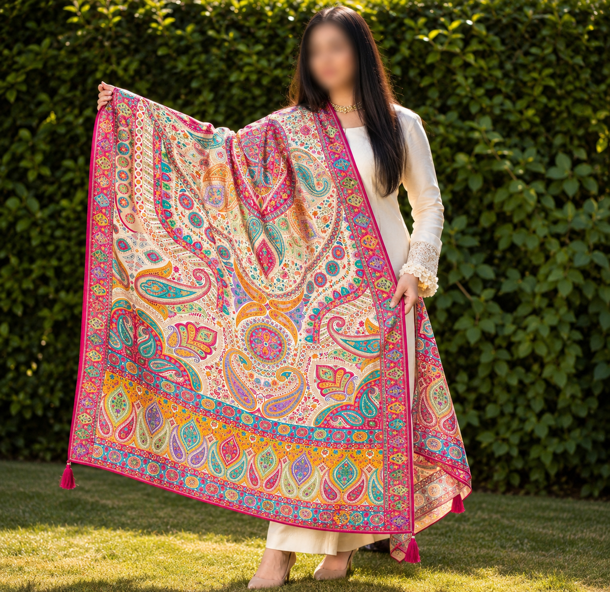 Rang-e-Mehfil Silk Shawl