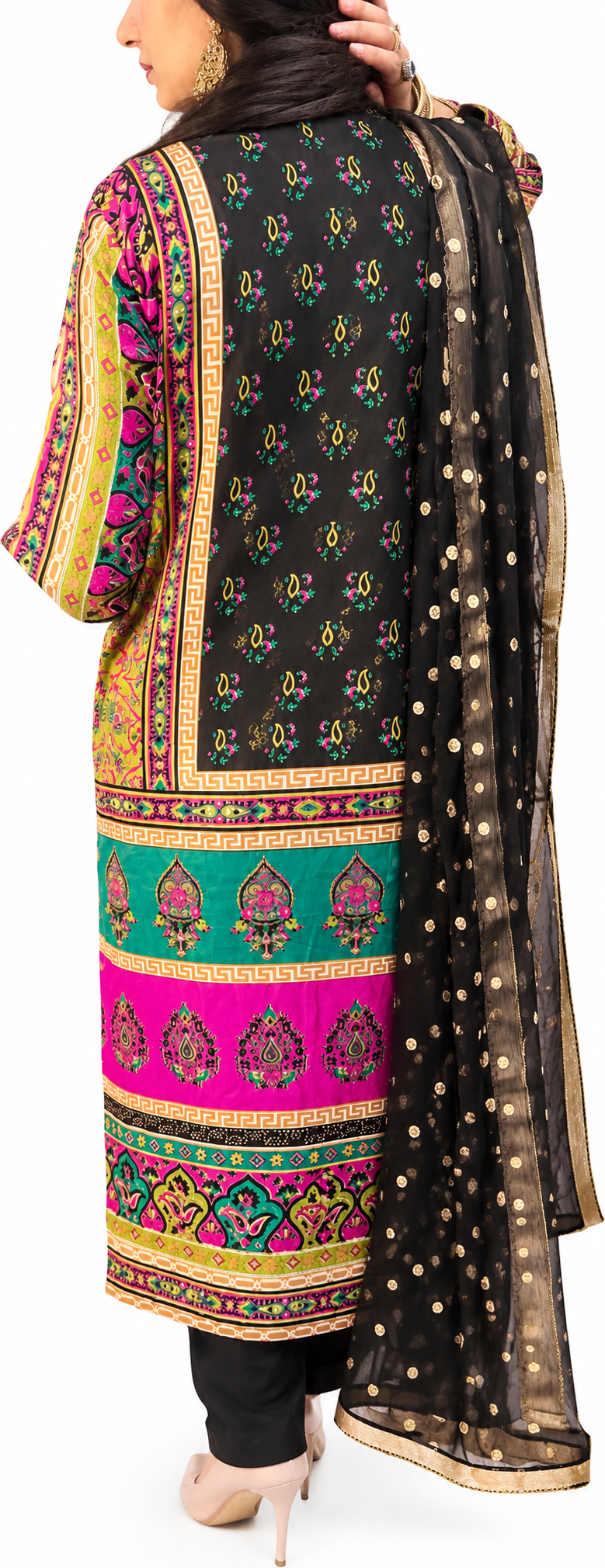 Black Luxury Embellished Silk Suit