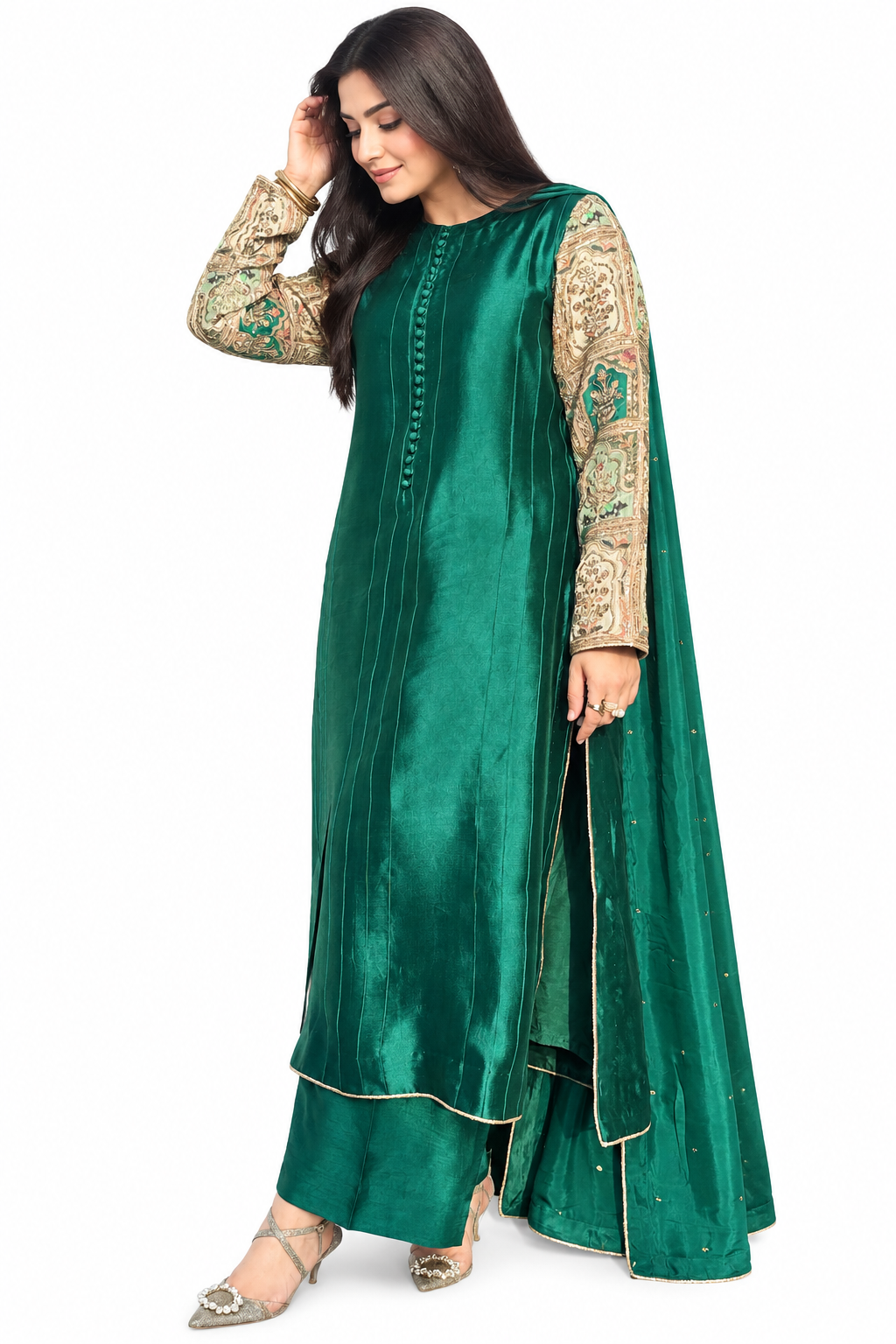 Emerald Green Pure Sheesha Slik Suit