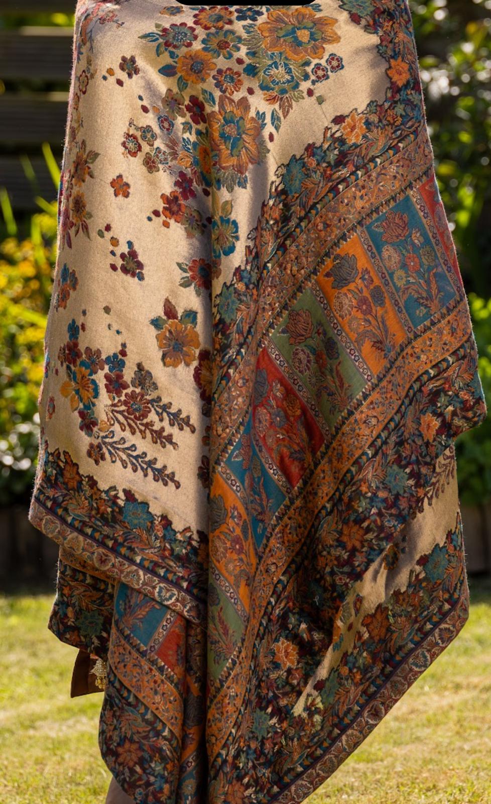 Rang-e-Gul Luxury Floral Moonlight Shawl