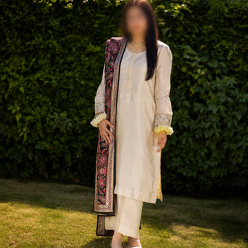 Medium Noor-e-Seesha Ivory Co-ord Set image 0