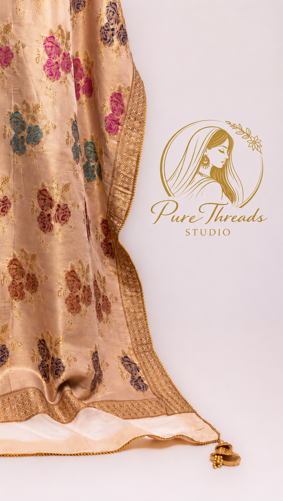 Mehr-e-Zareen – Luxury Floral Zari Shawl image 3