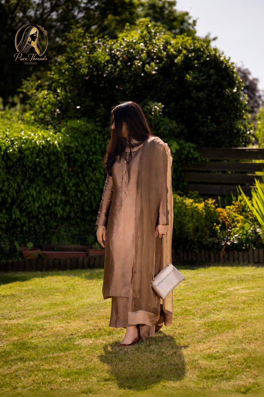 Medium Mehr-e-Bronze Silk Co-ord Set image 0