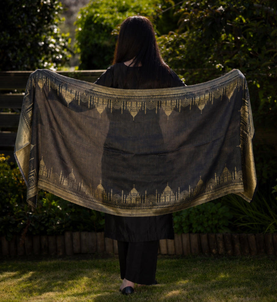 Siyah Noor Reversible Moonlight Kani Stole image 0