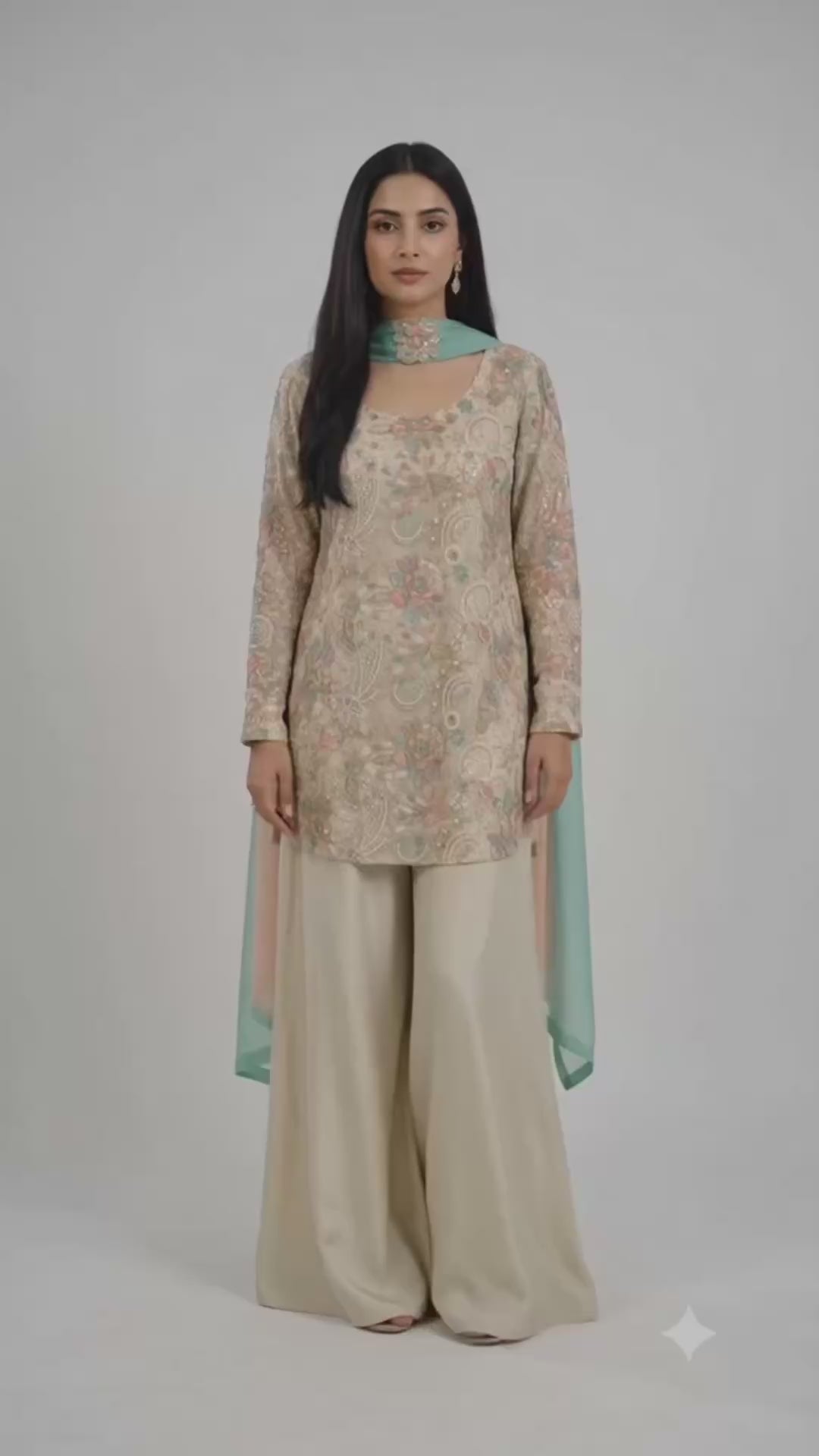 Noor-e-Pastel | Luxury Embroidered Formal Silk Suit